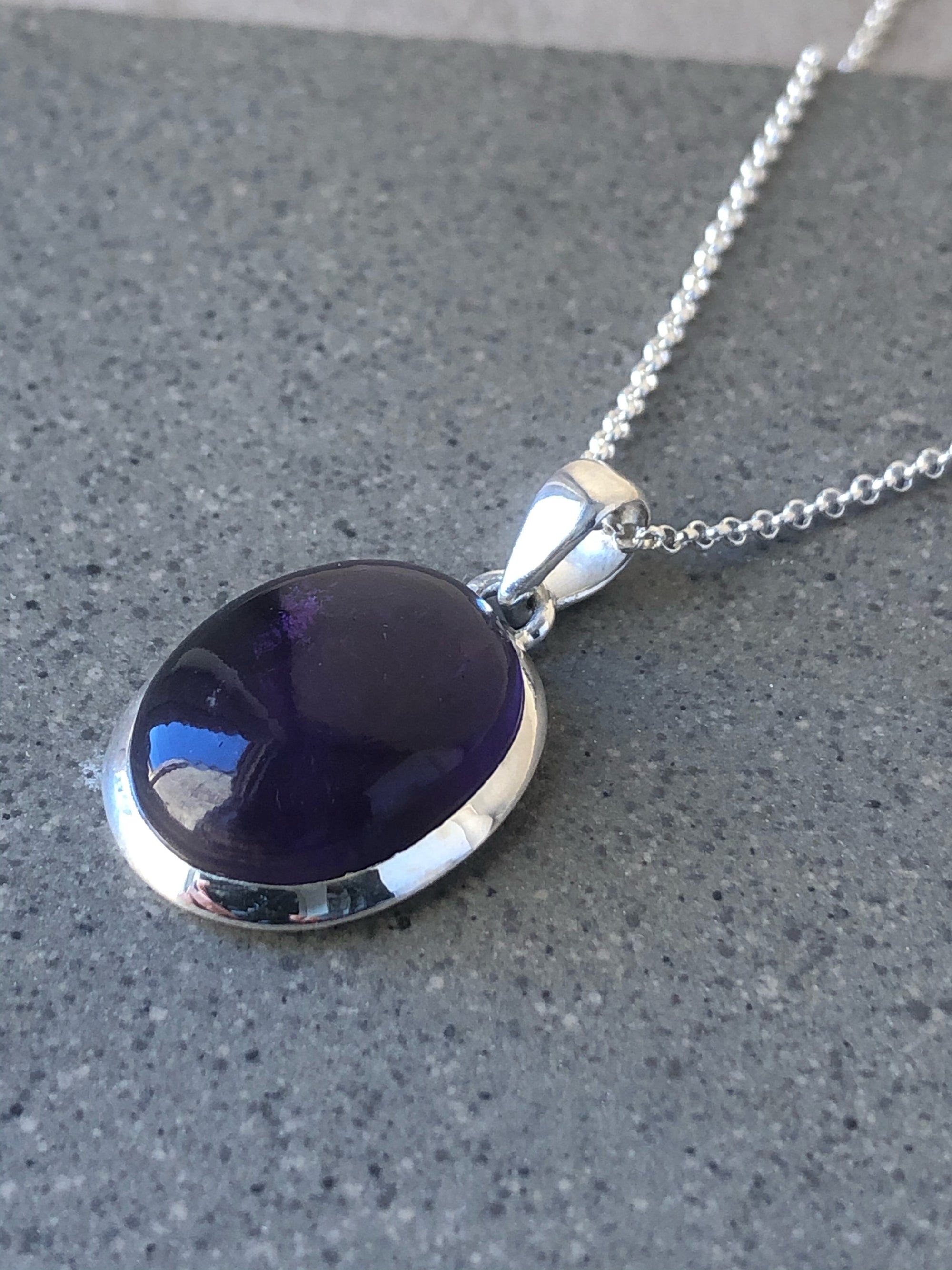Small Amethyst Sterling Silver Pendant Necklace