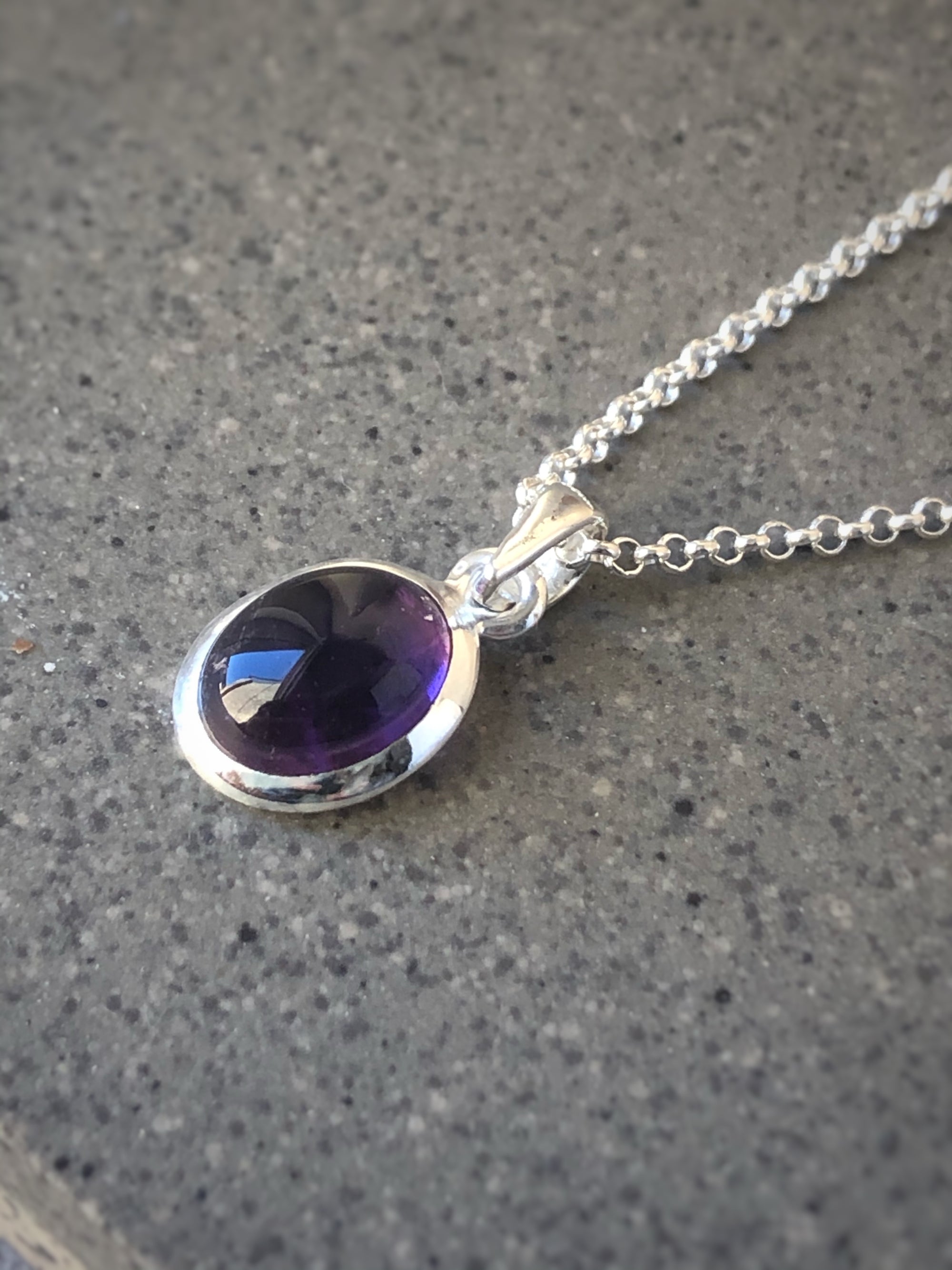 Extra Small Sterling Silver Amethyst Pendant