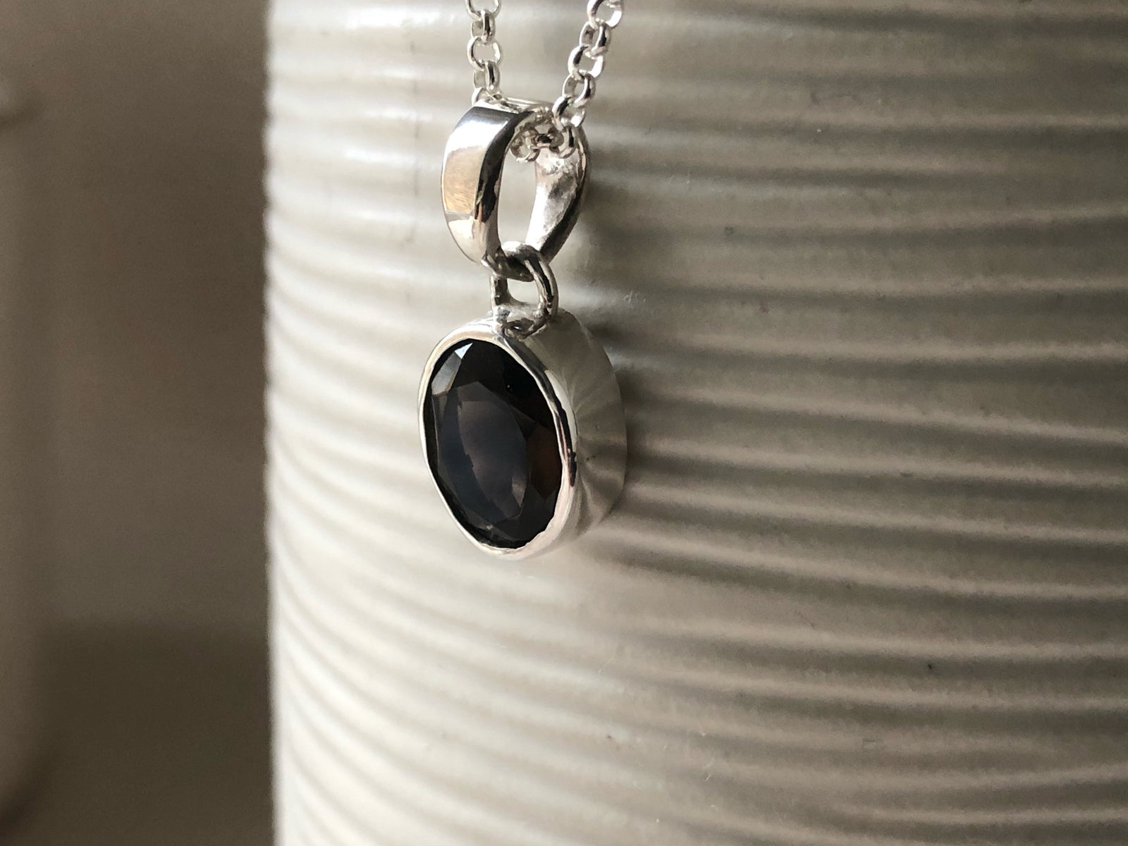 Smoky Quartz Small Sterling Silver Pendant Necklace Tiger Lily London