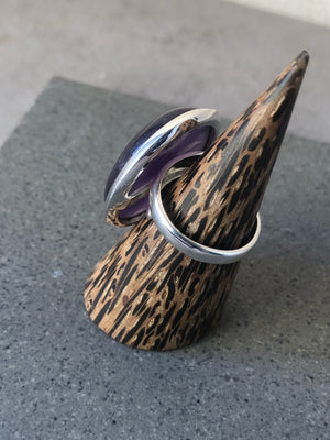 Extra Large Adjustable Amethyst Silver Ring