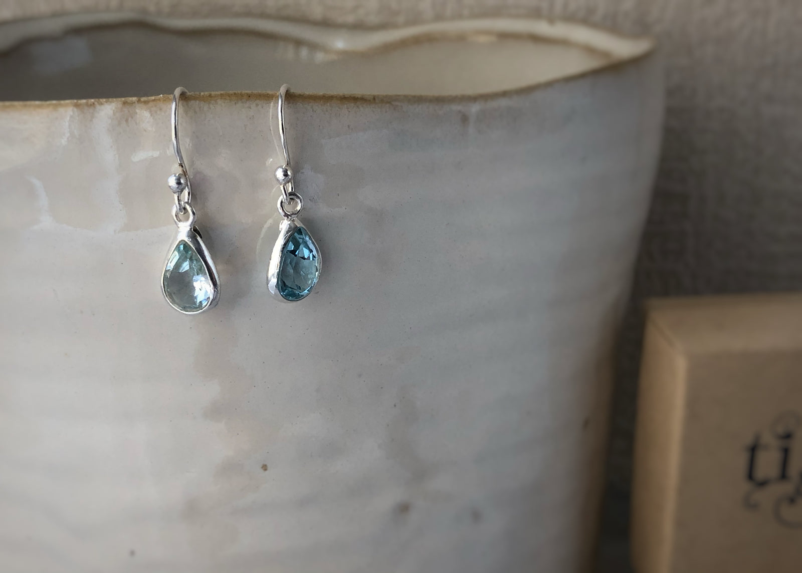 Blue Teardrop Topaz Sterling Silver Earrings