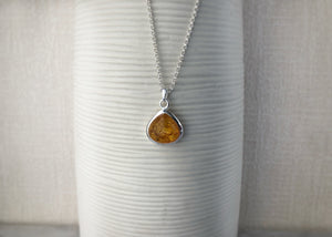 Baltic Amber Sterling Silver Drop Pendant Necklace Tiger Lily London