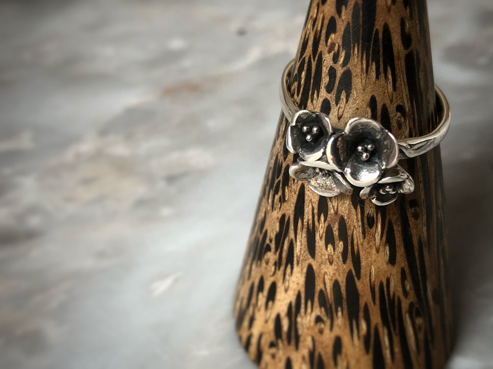 Sterling Silver Flower Ring Tiger Lily London