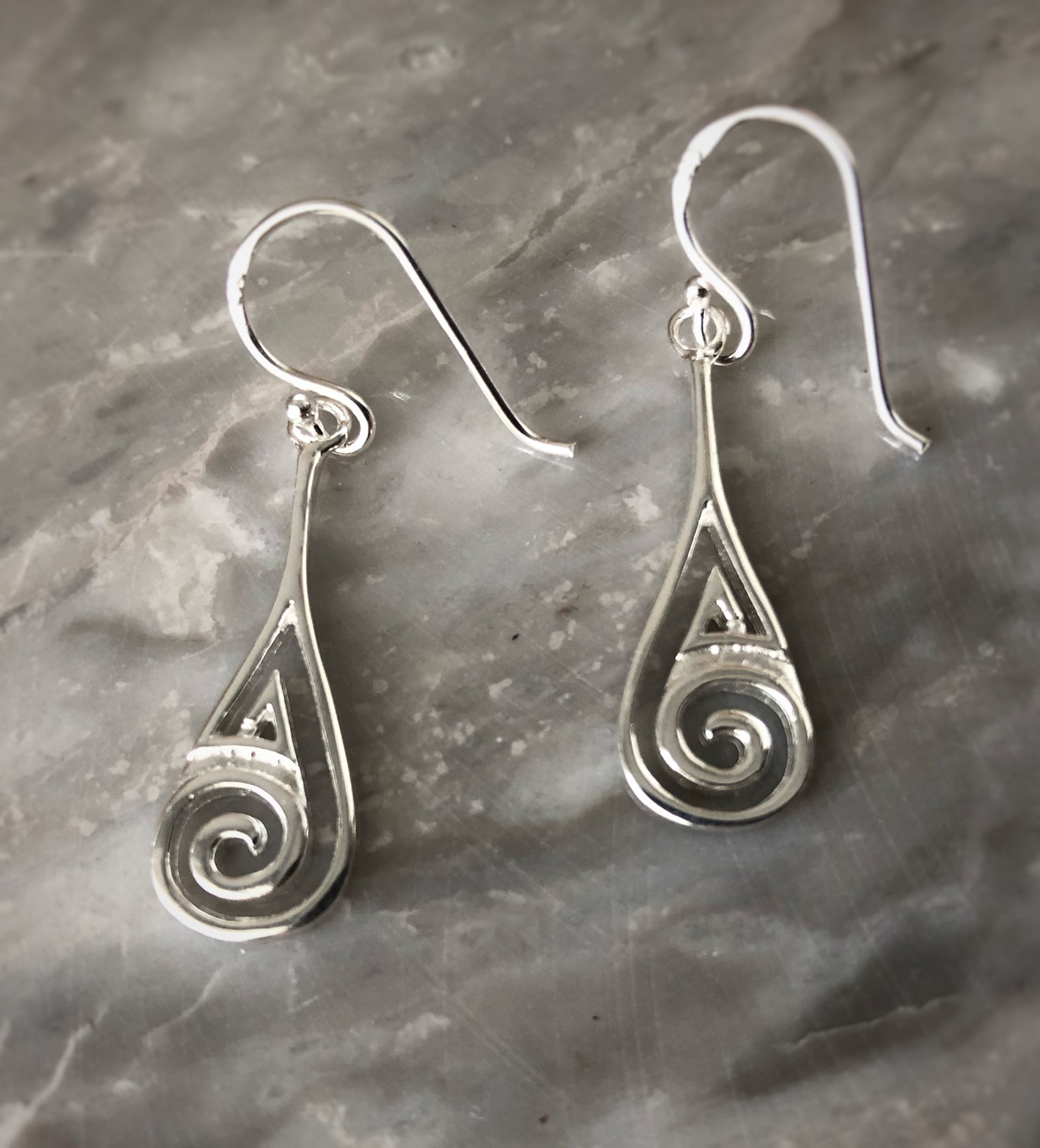 Sterling Silver Ammonite Spiral Earrings Tiger Lily London