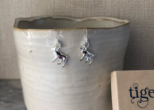 Sterling Silver Reindeer Christmas Earrings