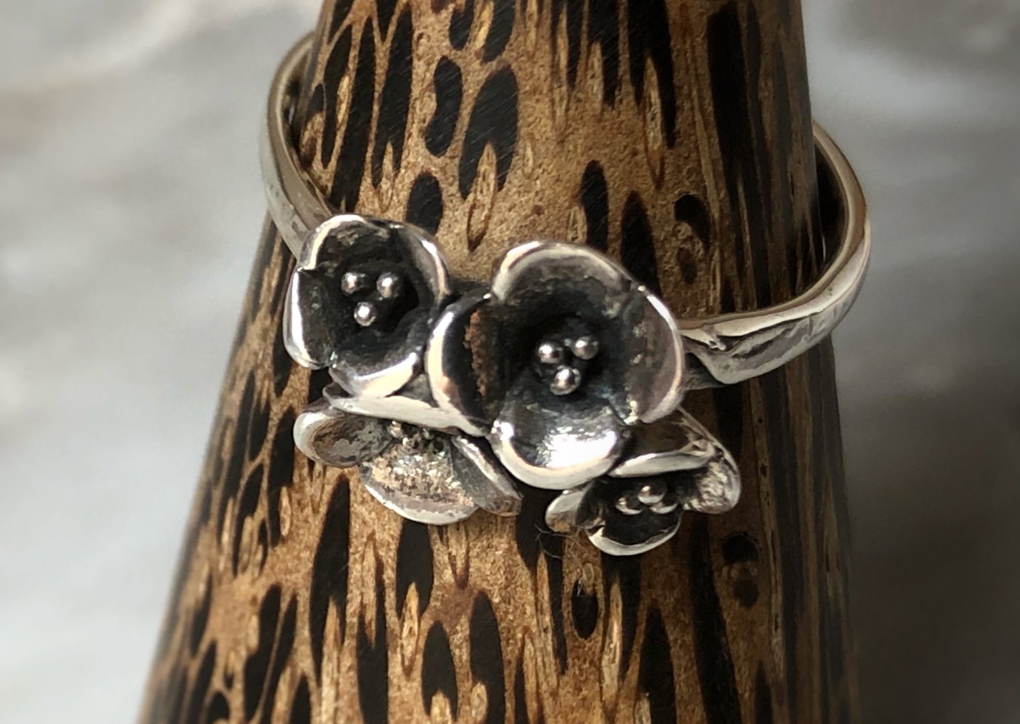 Sterling Silver Flower Ring Tiger Lily London