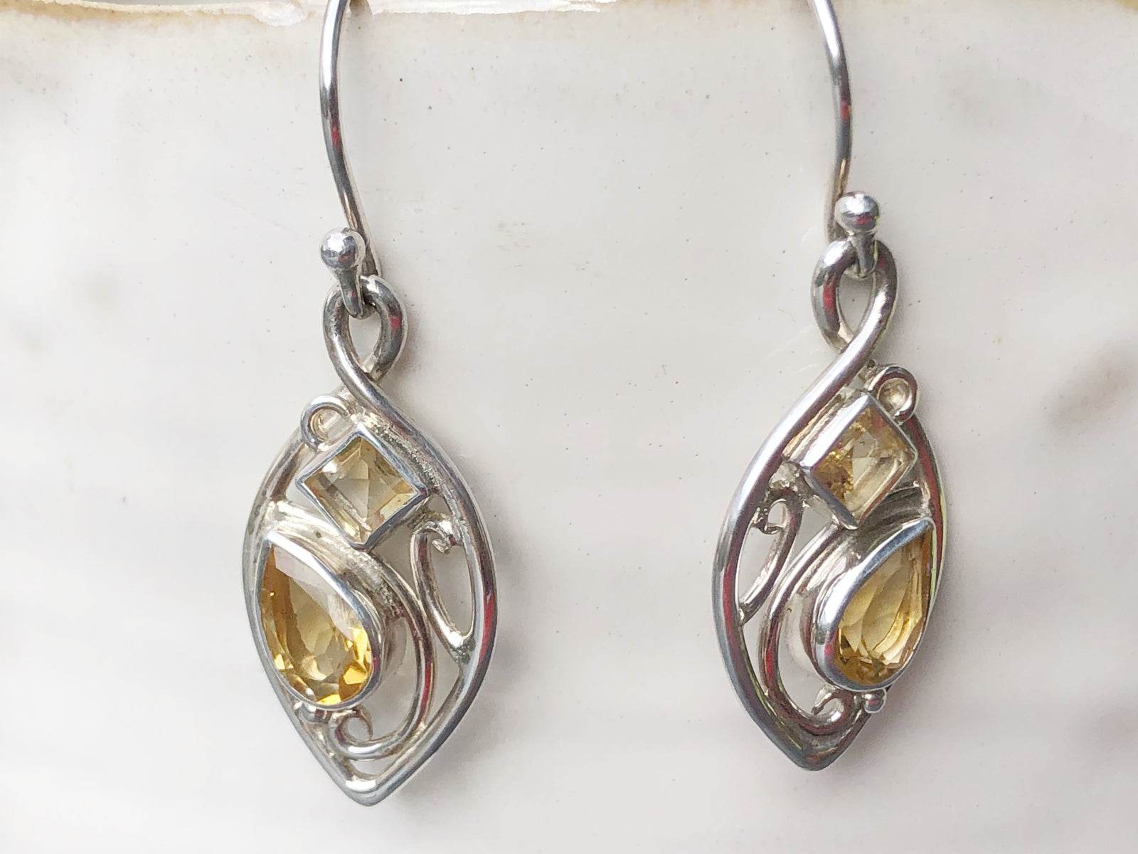 Citrine and Silver Lombok Drop Earrings