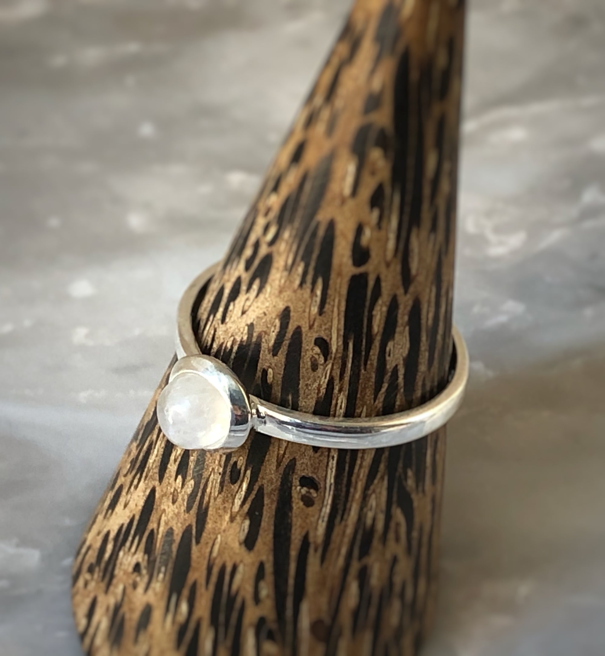 Small Moonstone Sterling Silver Ring