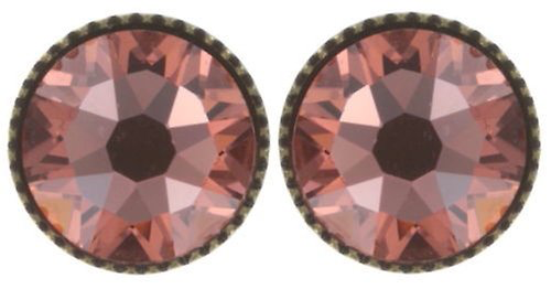 Pink Black Jack Flat Stud Earrings