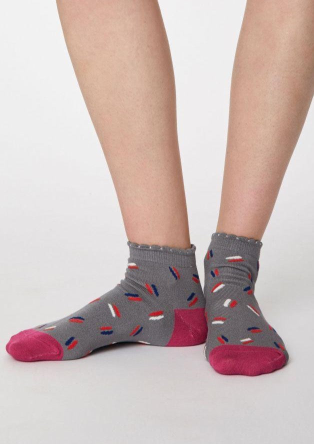 Sustainable and Ethical Bamboo Sallie Ankle Socks- Pebble Grey by well known ethical brand Thought