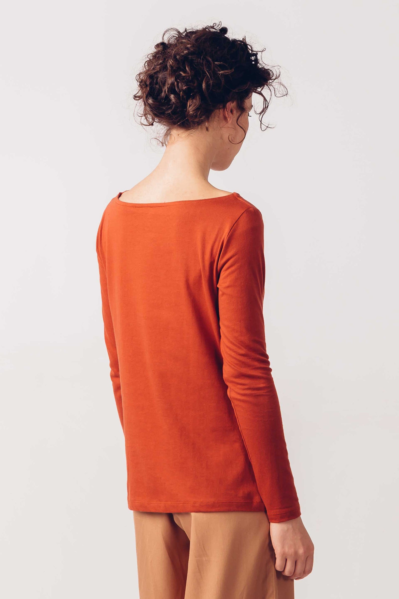 Terracotta Organic Cotton Long Sleeved T-Shirt by SKFK