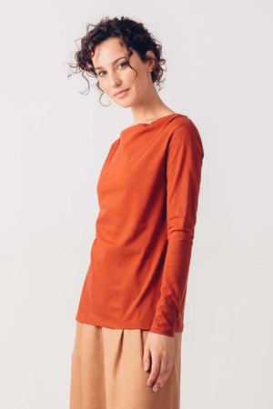 Terracotta Organic Cotton Long Sleeved T-Shirt by SKFK
